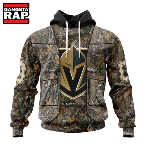 NHL Vegas Golden Knights Specialized Unisex Vest Kits With Realtree Camo Hoodie, T Shirt