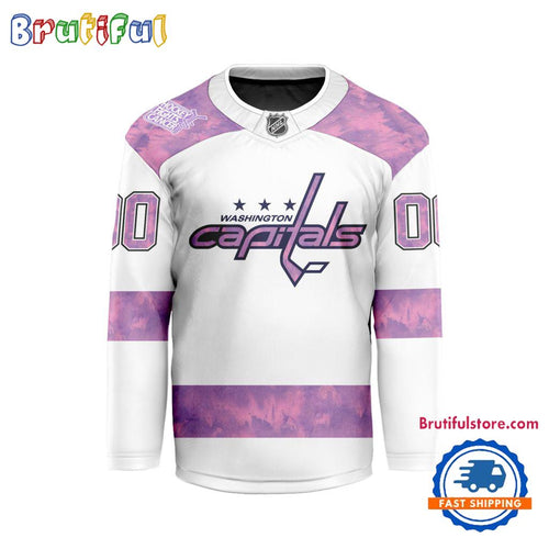 NHL Washington Capitals Personalized Hockey Fights Cancer Design Jersey