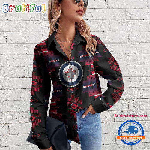 NHL Winnipeg Jets Special Native American Women’s Casual Shirt, Hockey Women’s Casual Shirt
