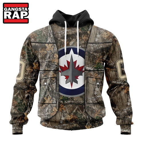 NHL Winnipeg Jets Specialized Unisex Vest Kits With Realtree Camo Hoodie, T Shirt