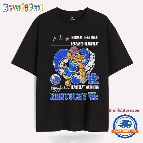 Normal Heartbeat Deceased Heartbeat Heartbeat Watching Kentucky Wildcats Mascot Heart Diamond T Shirt