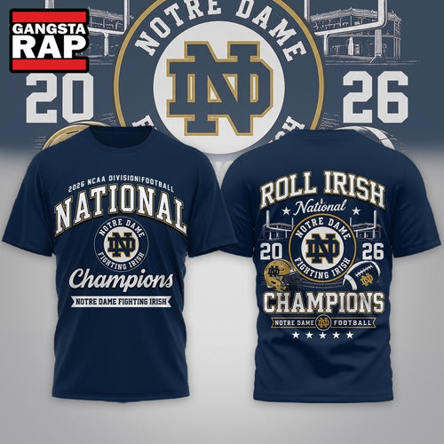 Notre Dame Fighting Irish NCAA Road to Glory 2026 Football Champions 3D Shirt