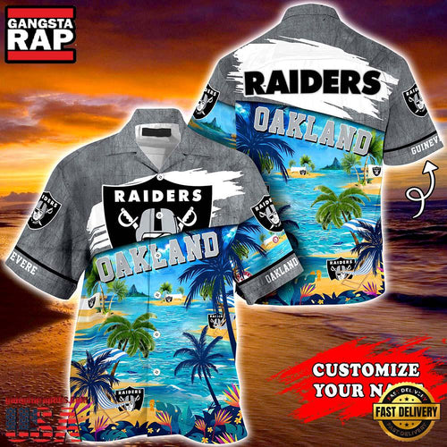 Oakland Raiders NFL Custom Name New Design Hawaiian Shirt