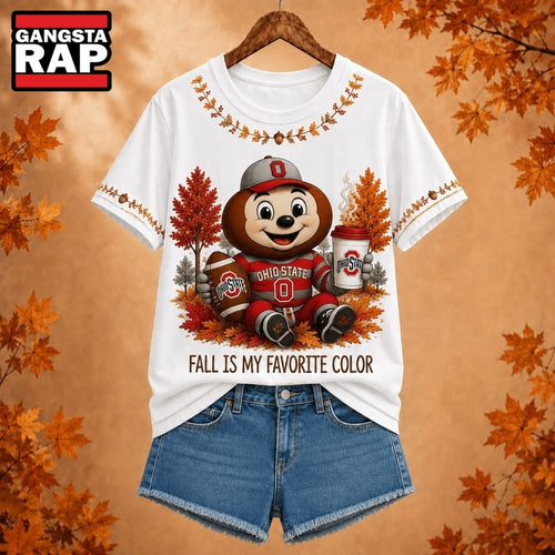Ohio State Buckeyes NCAA Fall Is My Favorite Color Football Unisex 3D Shirt