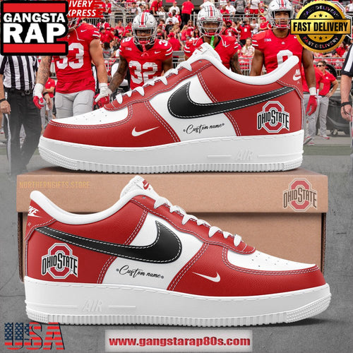 Ohio State Football Custom Name Air Force 1 Running Sneakers Shoes