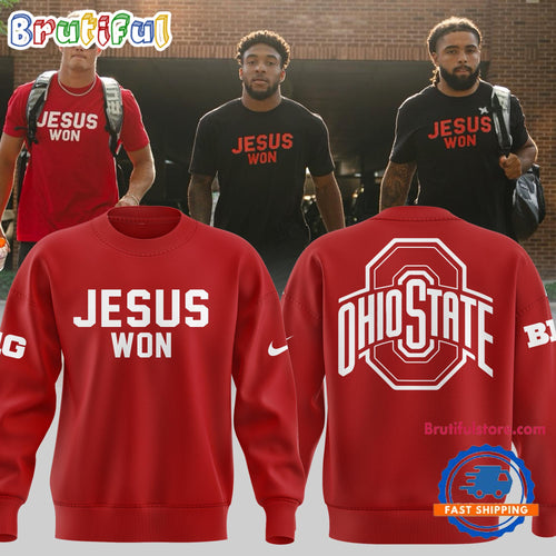 Ohio State Football Jesus Won 2024 Red Hoodie T-Shirt