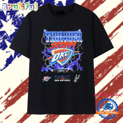 OKC Thunders vs San Antonio Spurs 2026 NBA Western Conference Finals Playoffs Thunderstorm graphic T Shirt