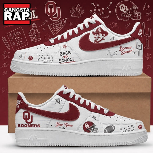 Oklahoma Sooners 2026 NCAA Football Back To School Air Force 1 Shoes Sneakers