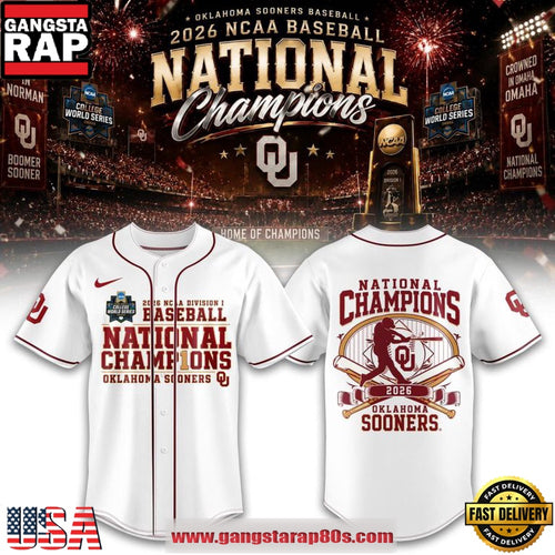 Oklahoma Sooners National Champions NCAA Baseball 2026 Baseball Jersey