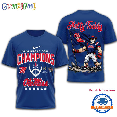 Ole Miss Rebels NCAA 2026 Sugar Bowl Champions Mascot Flag Special New 3D Shirt