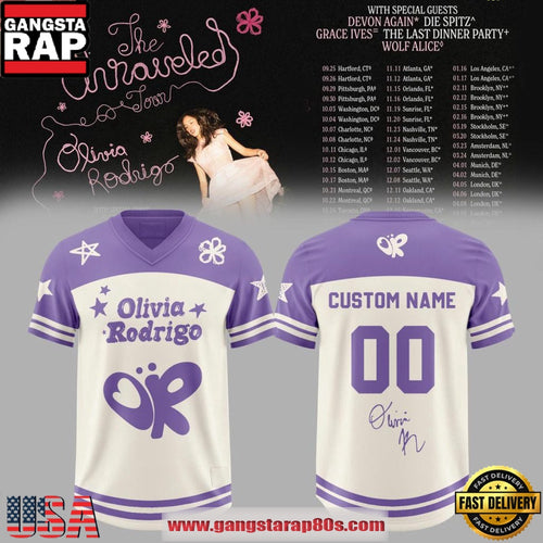 Olivia Rodrigo The Unraveled Tour 2026 Custom Football Jersey