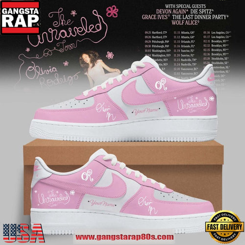 Olivia Rodrigo The Unraveled Tour 2026 Custom Name Nike Air Force 1 Sneakers Shoes