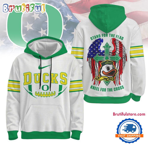 Oregon Ducks 2025 NCAA Stand For The Flag Kneel For the Cross Hoodie