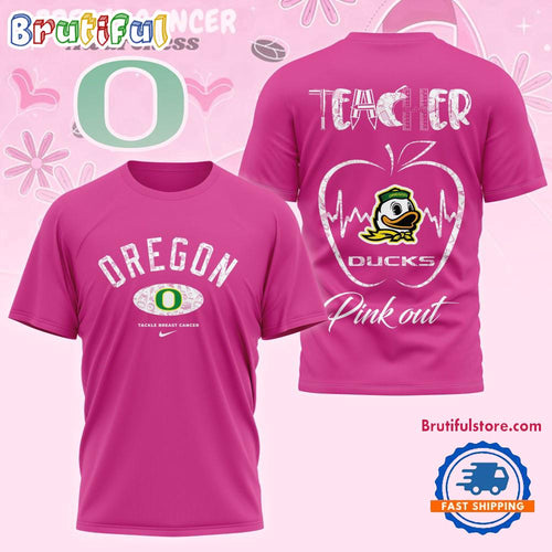 Oregon Ducks 2025 NCAA Teacher Tackle Breast Cancer Unisex 3D Shirt