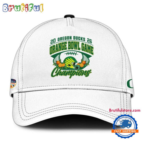 Oregon Ducks Football 2026 Orange Bowl Champions Limited Edition White Cap