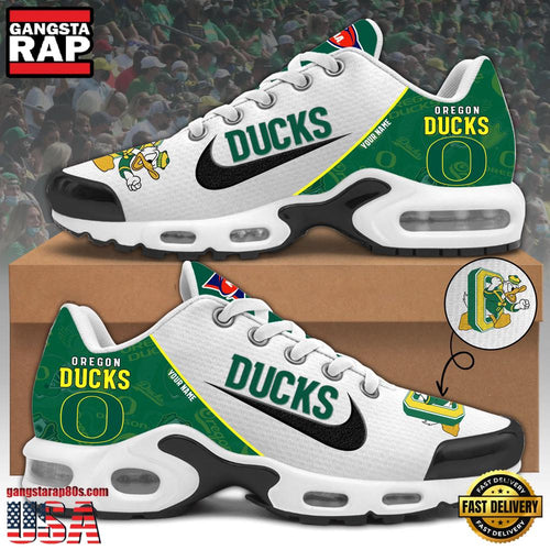NCAA Custom Name Oregon Ducks Football Mascot Symbol Air Max Plus Shoes Running Sneakers