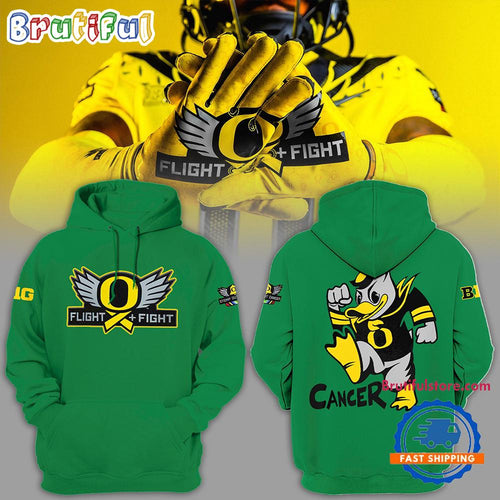 Oregon Ducks NCAA 2024 Big12 Stomp Out Cancer Green Hoodie Shirt
