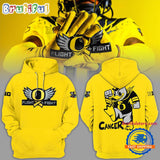 Oregon Ducks NCAA 2024 Big12 Stomp Out Cancer Yellow Hoodie