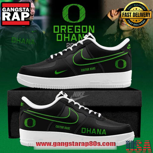 Oregon Ducks Ohana Custom Air Force 1 Running Sneakers Shoes