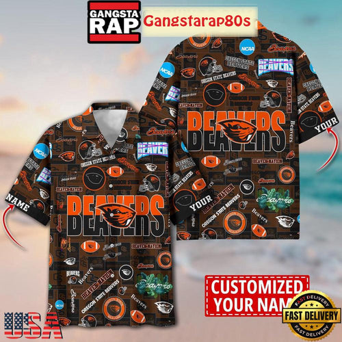 Oregon State Beavers Solgan Bearver Nation True Fan Spirit Custom Name Aloha Hawaiian Shirt