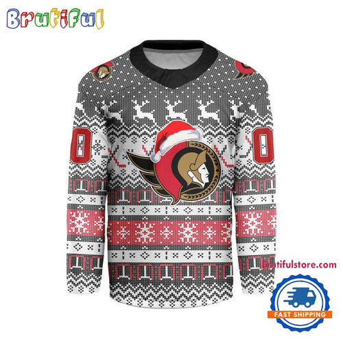 Ottawa Senators 2025 NHL Christmas Personalized Hockey Jersey Design