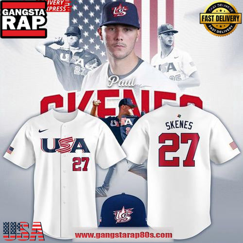 Paul Skenes USA Team World Baseball Classic 2025 White Baseball Jersey Shirt