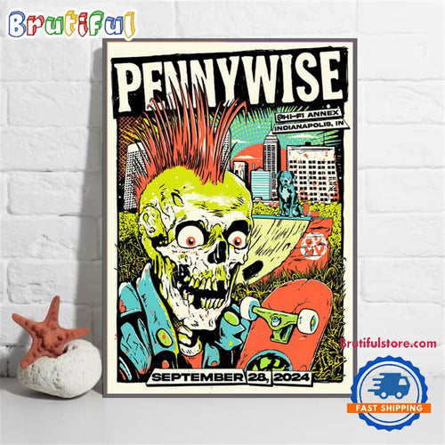 Pennywise Band September 28 2024 Live In HI-FI Indy Indianapolis IN Tour Wall Art Poster Canvas