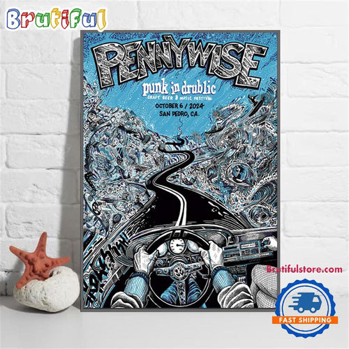 Pennywise Punk In Drublic Fest Oct 6 2024 Live At San Pedro CA Band Tour Wall Art Poster Canvas