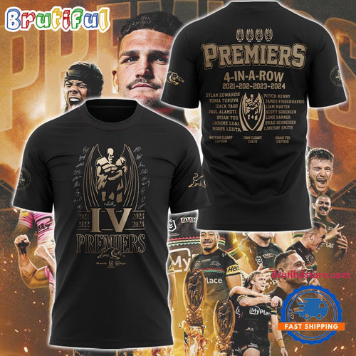 Penrith Panthers NRL Champions 2024 Premiers 4 In A Row T Shirt