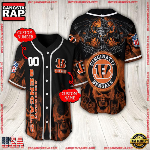 NFL Custom Name Number Cincinnati Bengals Baseball Jersey