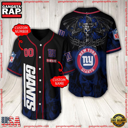 NFL Custom Name Number New York Giants Baseball Jersey
