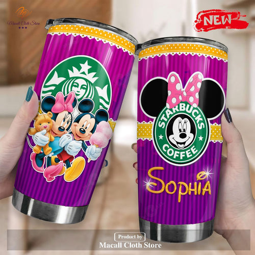 Personalized Name Disney Mickey and Minnie Starbucks Tumbler