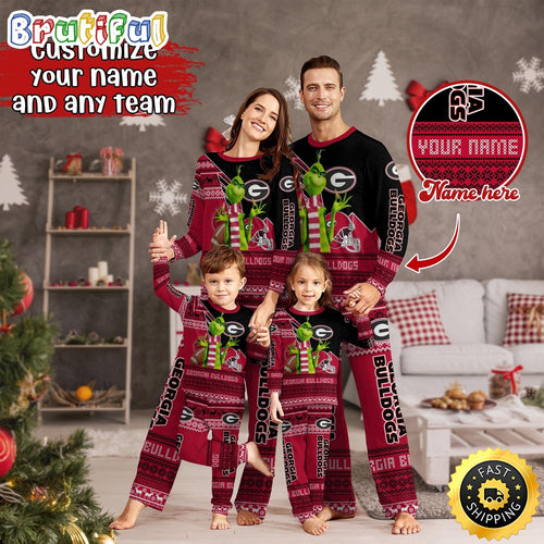 Personalized NCAA Georgia Bulldogs Pajamas Xmas For Sport Family