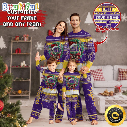 Personalized NCAA LSU TIGERS Pajamas Xmas For Sports Fan