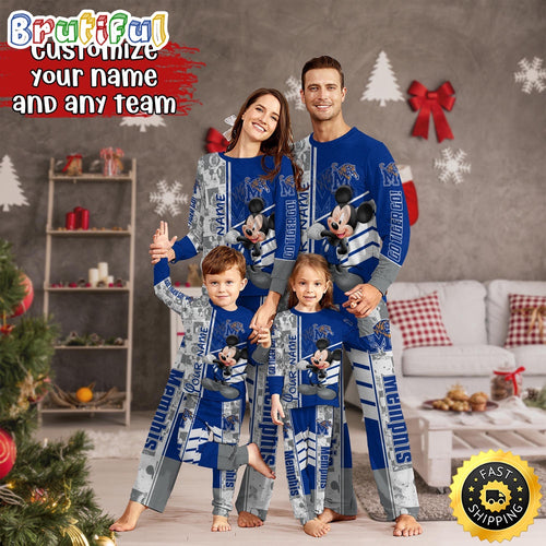 Personalized NCAA Memphis Tigers Pajamas Mickey Mouse For Family