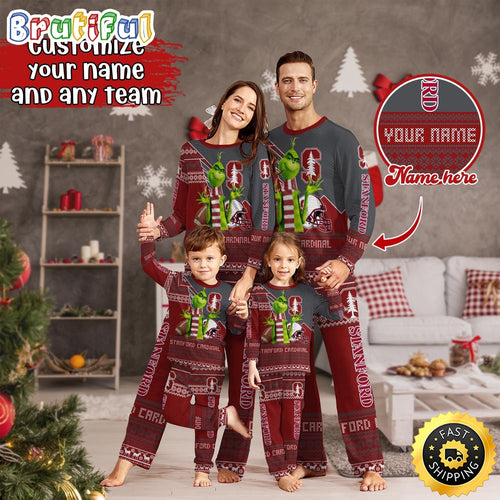 Personalized NCAA Stanford Cardinal Pajamas Xmas For Sport Family