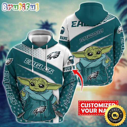 Personalized NFL Philadelphia Eagles Hoodie Baby Yoda All Over Print Hoodie