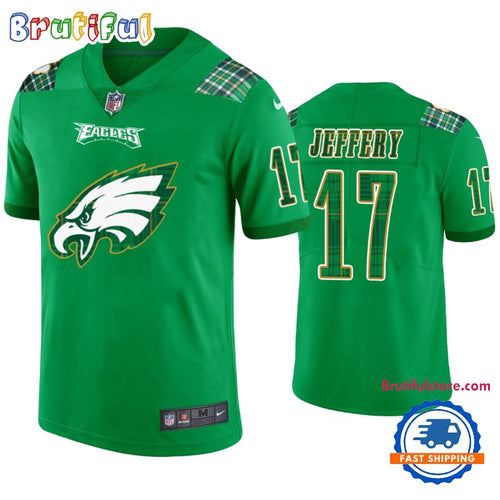 Philadelphia Eagles #17 Alshon Jeffery Jersey St. Patricks Day Kelly Green Lucky Football Jersey