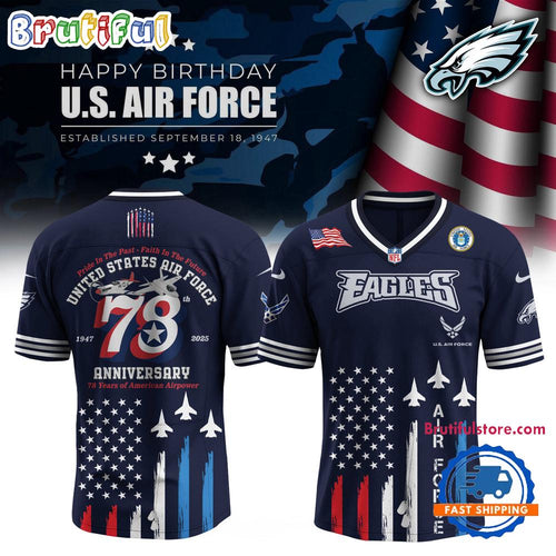 Philadelphia Eagles 2025 NFL US Air Force Birthday Football Jersey