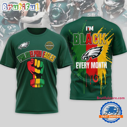 Philadelphia Eagles NFL Juneteenth Freedom I’m Black Every Month 3D Shirt