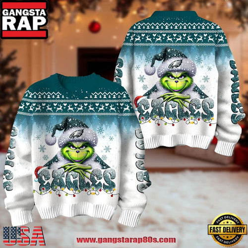 Philadelphia Eagles NFL x The Grinch 2025 Edition Ugly Christmas Sweater