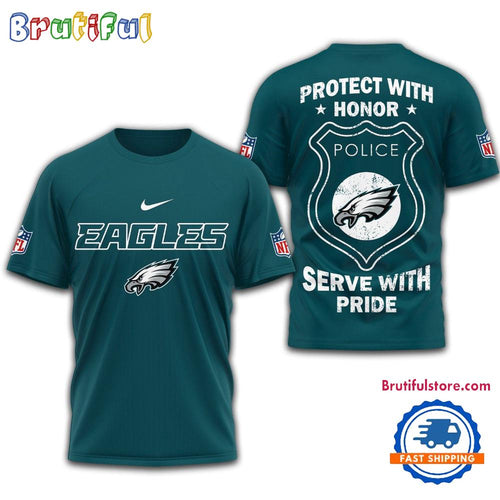 Philadelphia Eagles Protech With Honor Police Serve With Pride 3D Shirt