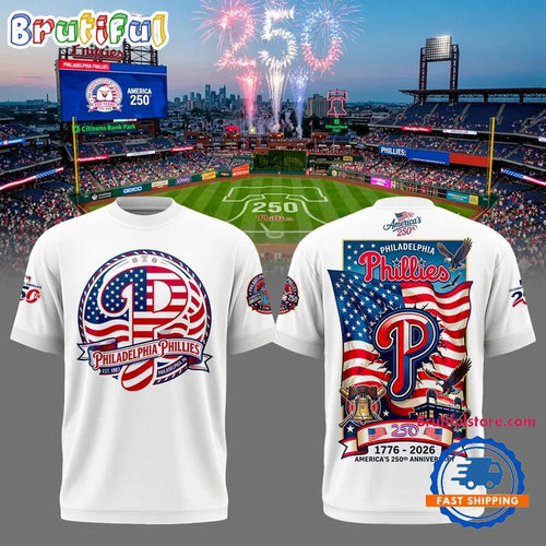 Philadelphia Phillies America 250th Anniversary White T Shirt
