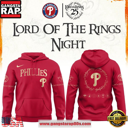 Philadelphia Phillies x Lord of The Rings Night 2026 Red Hoodie Shirt