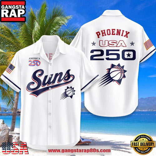 Phoenix Suns USA Flag 250 Years of Freedom Anniversary 1776-2026 Summer Hawaiian Shirt