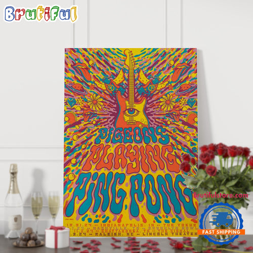 Pigeons Playing Ping Pong Run Tour 2024 Halloween Poster Canvas Art