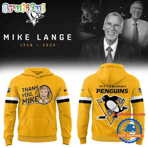 Pittsburgh Penguins Honoring The Legend Mike Lange Voice of the Penguins Yellow Hoodie
