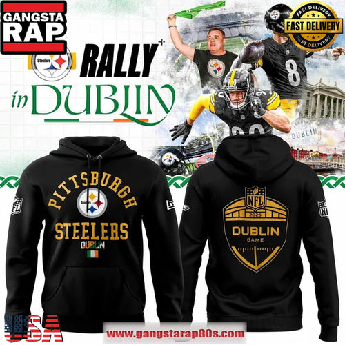 Pittsburgh Steelers 2025 Ireland Game Black Hoodie Shirt