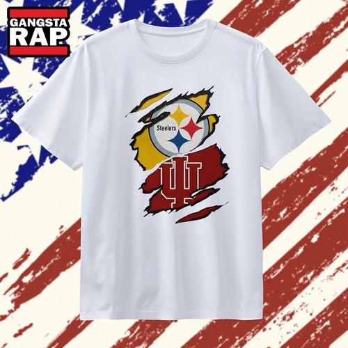 Pittsburgh Steelers and Indiana Hoosiers ripped skin T Shirt