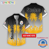Pittsburgh Steelers Flower Palm Tree Summer Button Hawaii Shirt